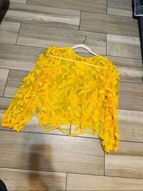 Bright Yellow Floral Lace Women’s Top